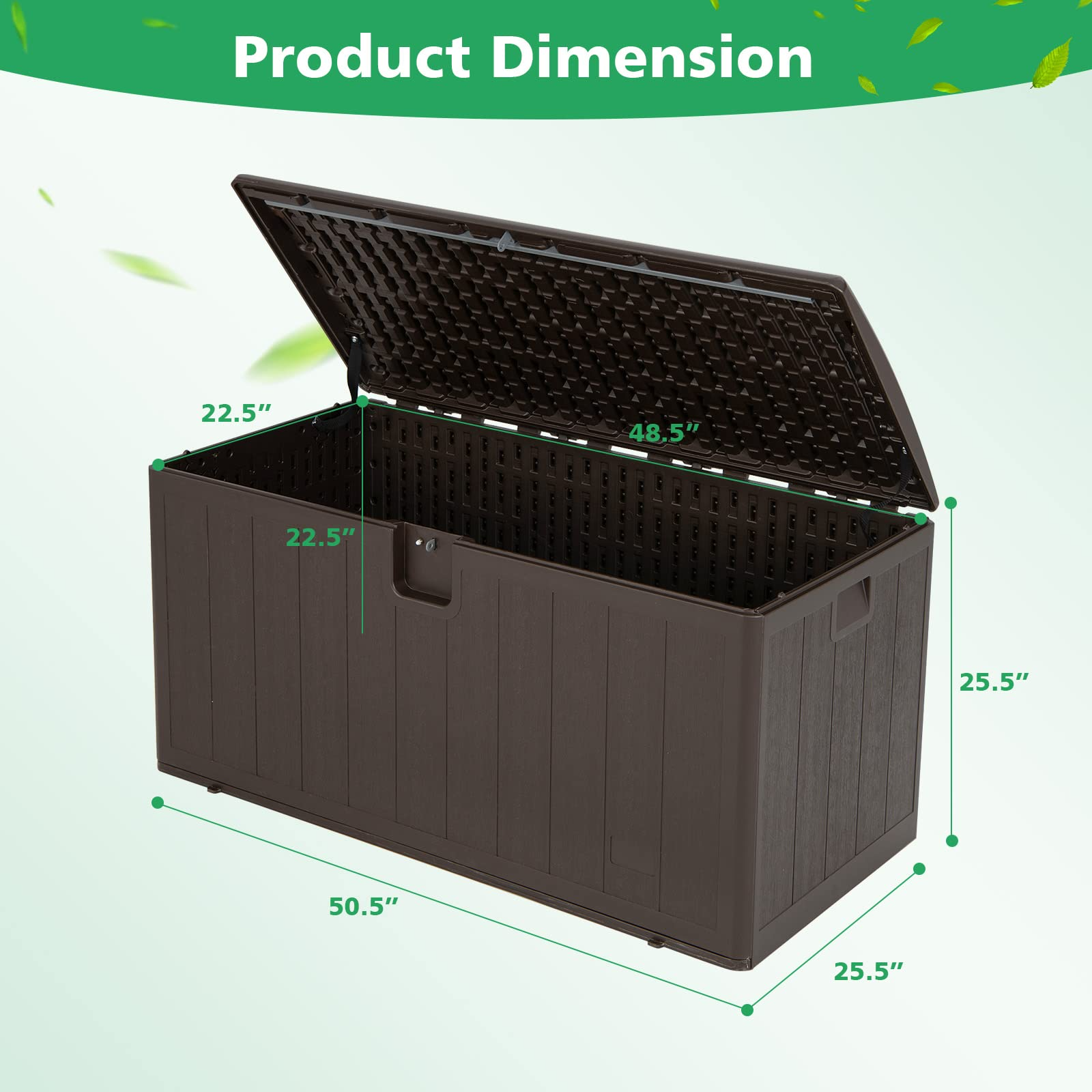 Outdoor Storage Deck Box Patio Bin - 105 Gallon Indoor/Outside Storage Box with Lockable Lid