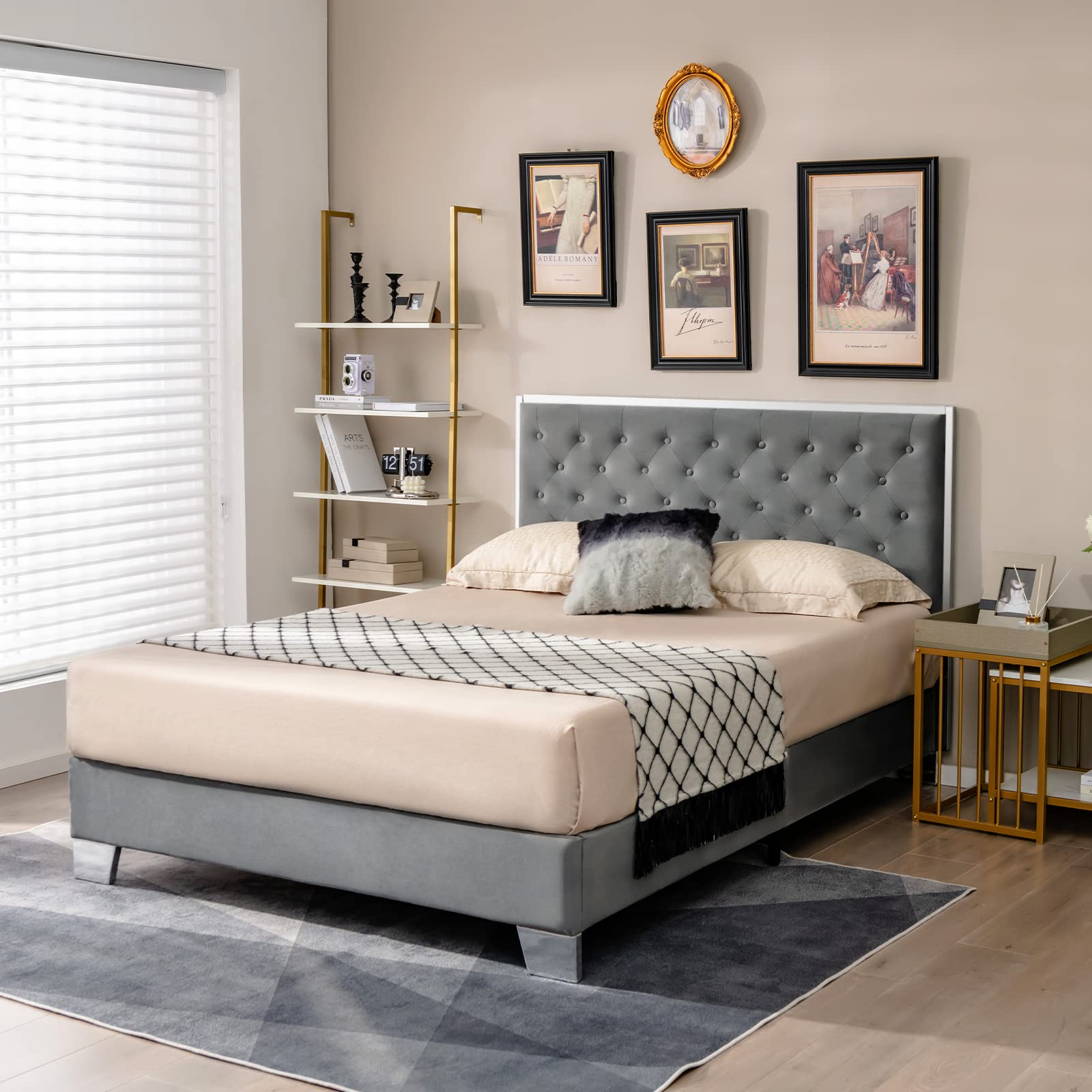 Giantex Upholstered Bed Frame, Modern Platform Bed