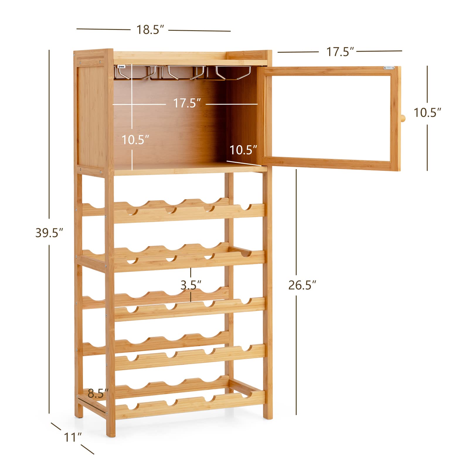 Giantex 100% Bamboo Wine Rack Cabinet