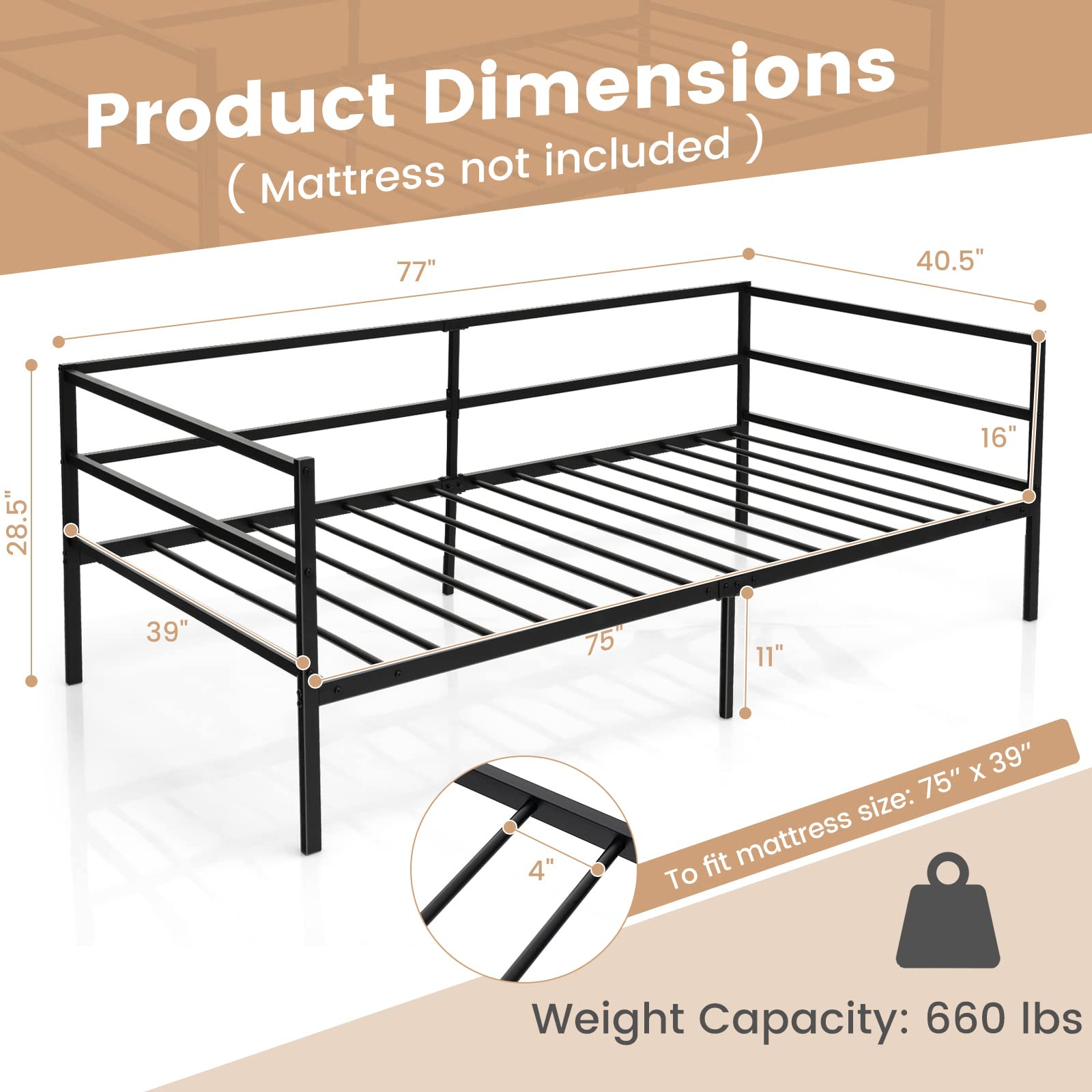Giantex Twin Size Metal Daybed Frame