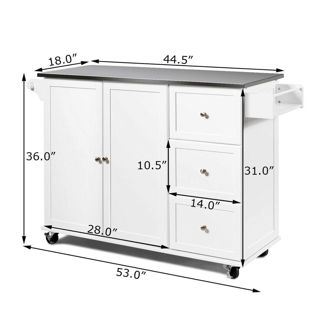 Giantex Kitchen Island with Stainless Steel Countertop, Dark Brown