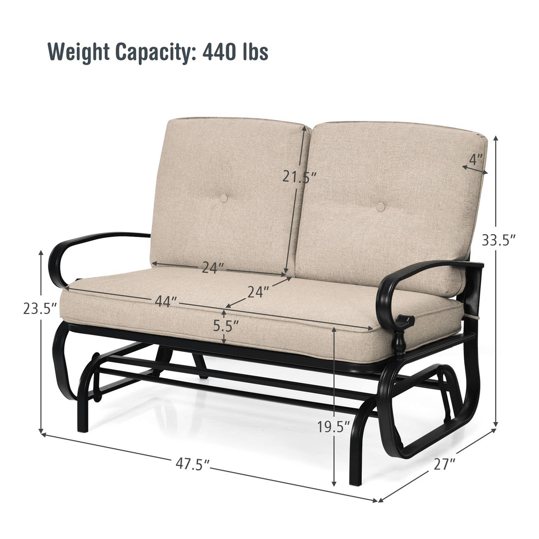 Giantex Outdoor Glider Bench Patio Loveseat with Cushions