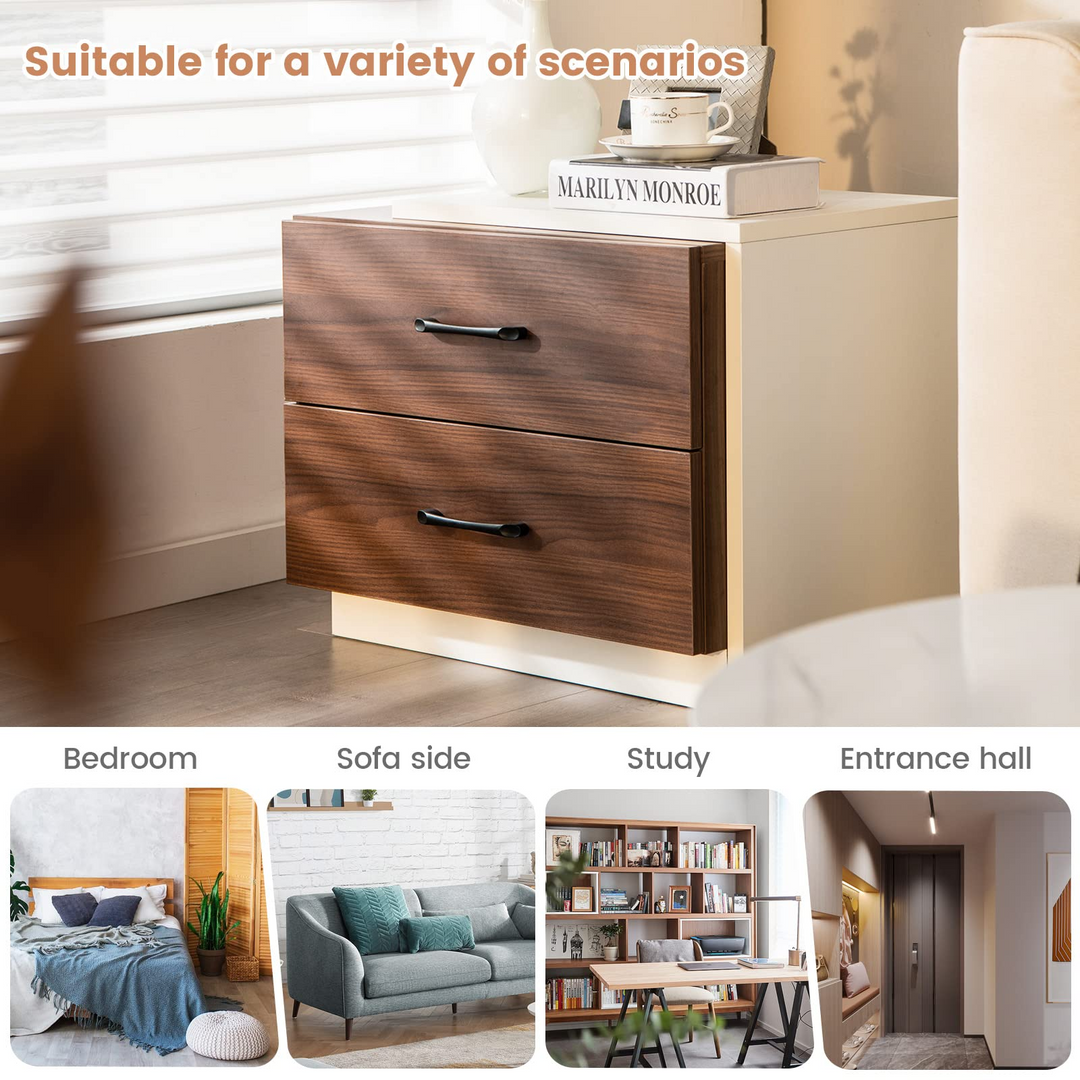 Giantex Modern Nightstand Set of 2 with 2 Drawers