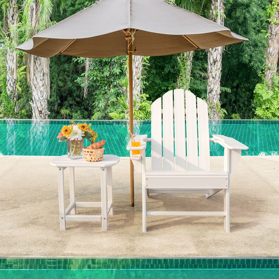 Folding Adirondack Chair with Side Table, Outdoor Adirondack Chair w/Cup Holder