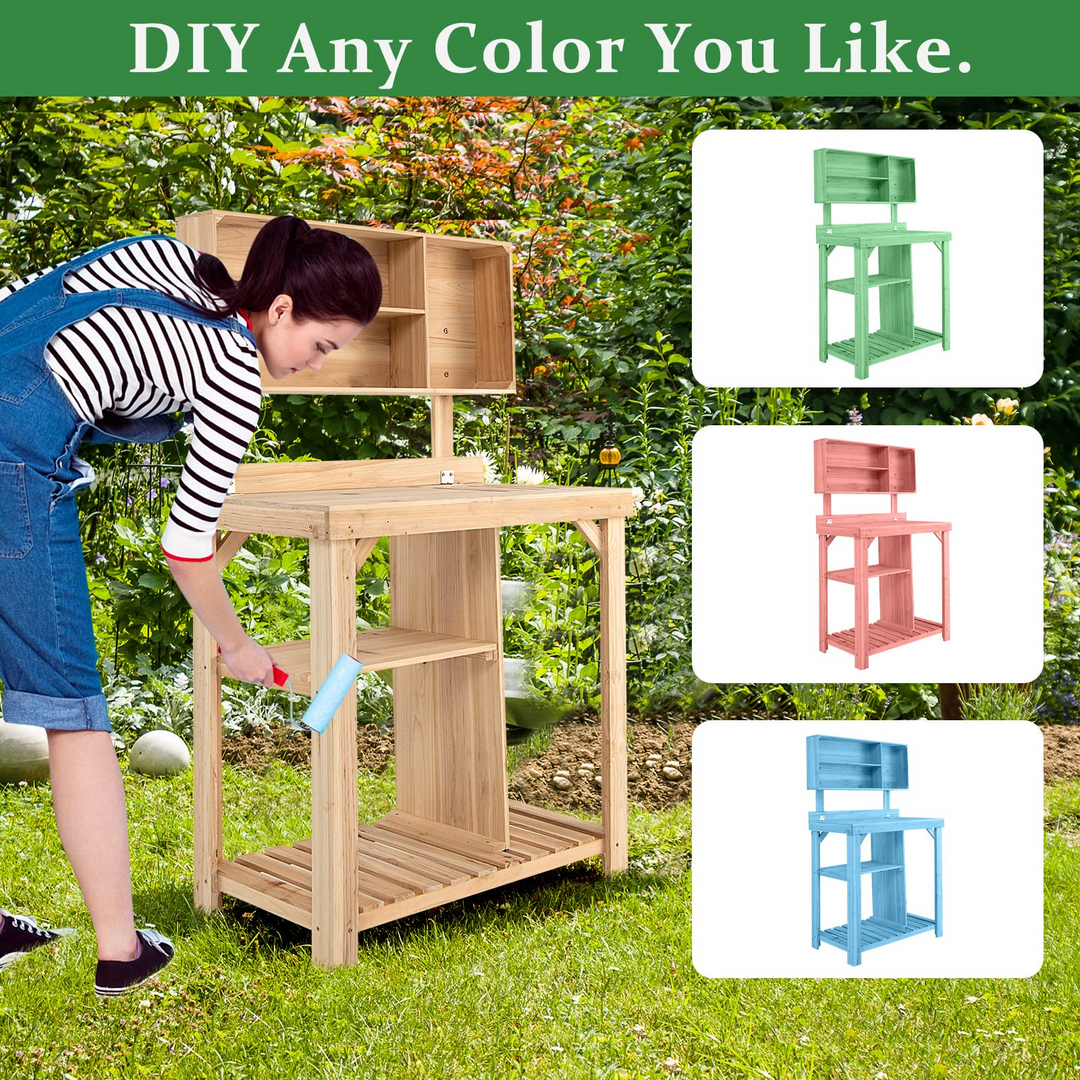 Giantex Potting Bench, Garden Potting Table with Storage Shelf