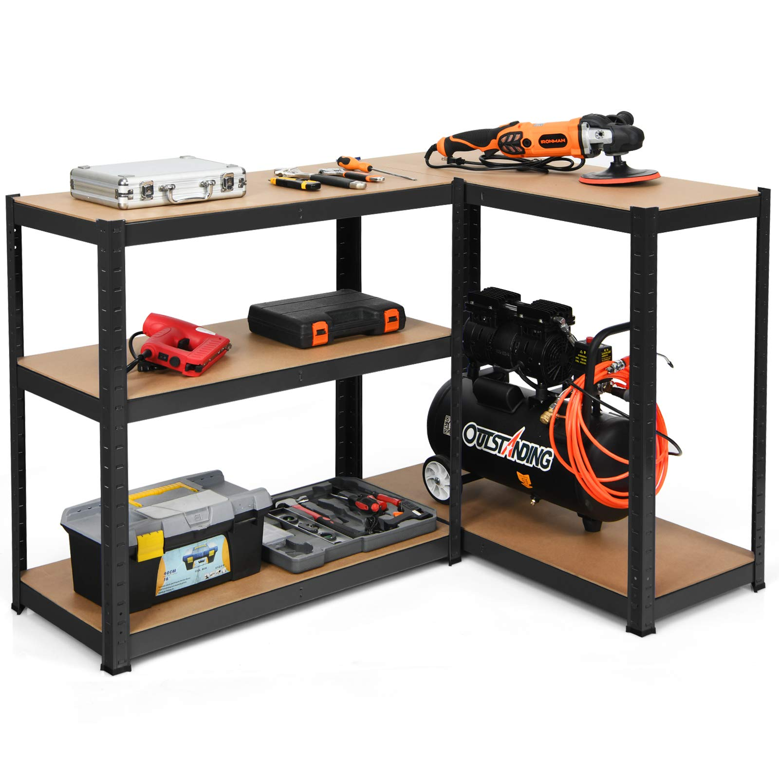 Giantex 2 Pieces Shelving Rack Storage Shelf Steel Garage Utility Rack 5-Shelf Adjustable Shelves