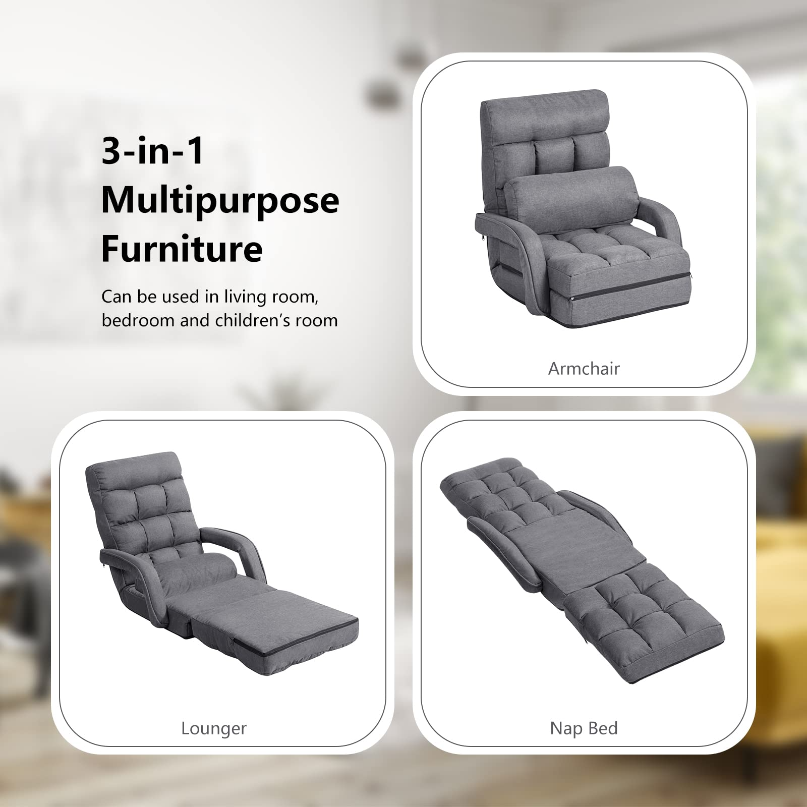 Updated Folding Massage Lazy Sofa Floor Chair Sofa Lounger Bed