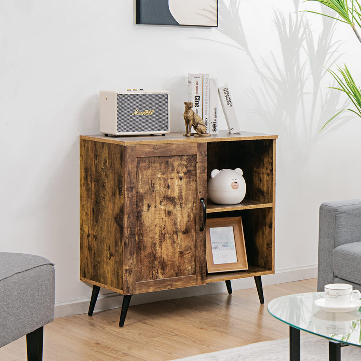 Giantex Mid-Century Storage Cabinet, Buffet Sideboard with Single Door & Adjustable Shelves