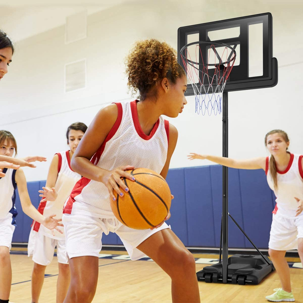 Height Adjustable 8.5-10 Ft Outdoor Indoor Basketball Stand for Kids Youth