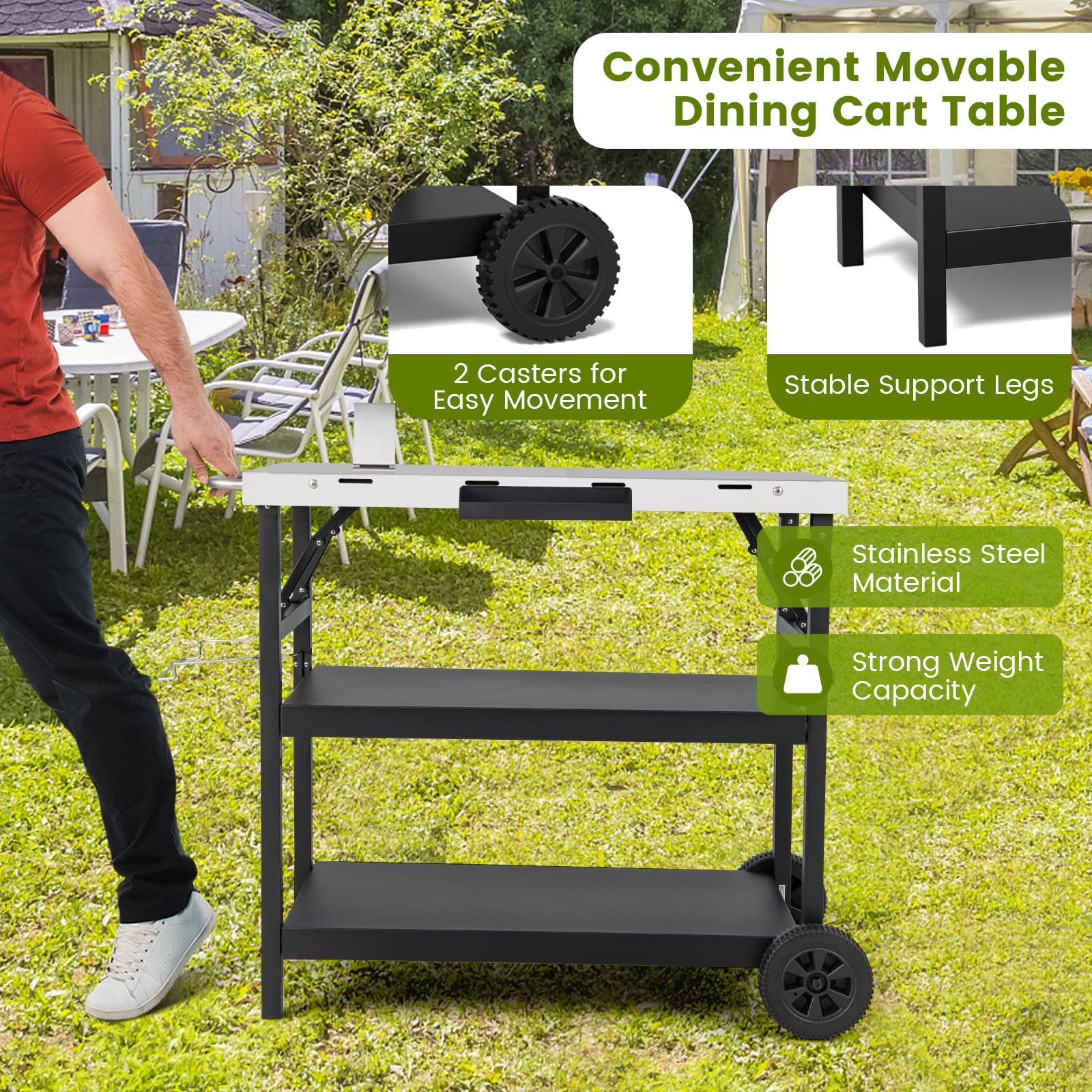 Giantex Outdoor Grill Cart with Wheels
