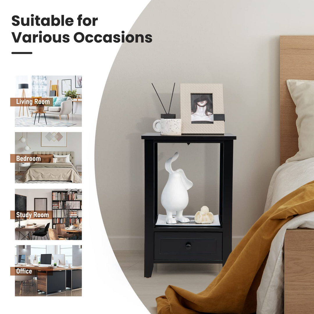 Giantex Modern X-Design Nightstand Set