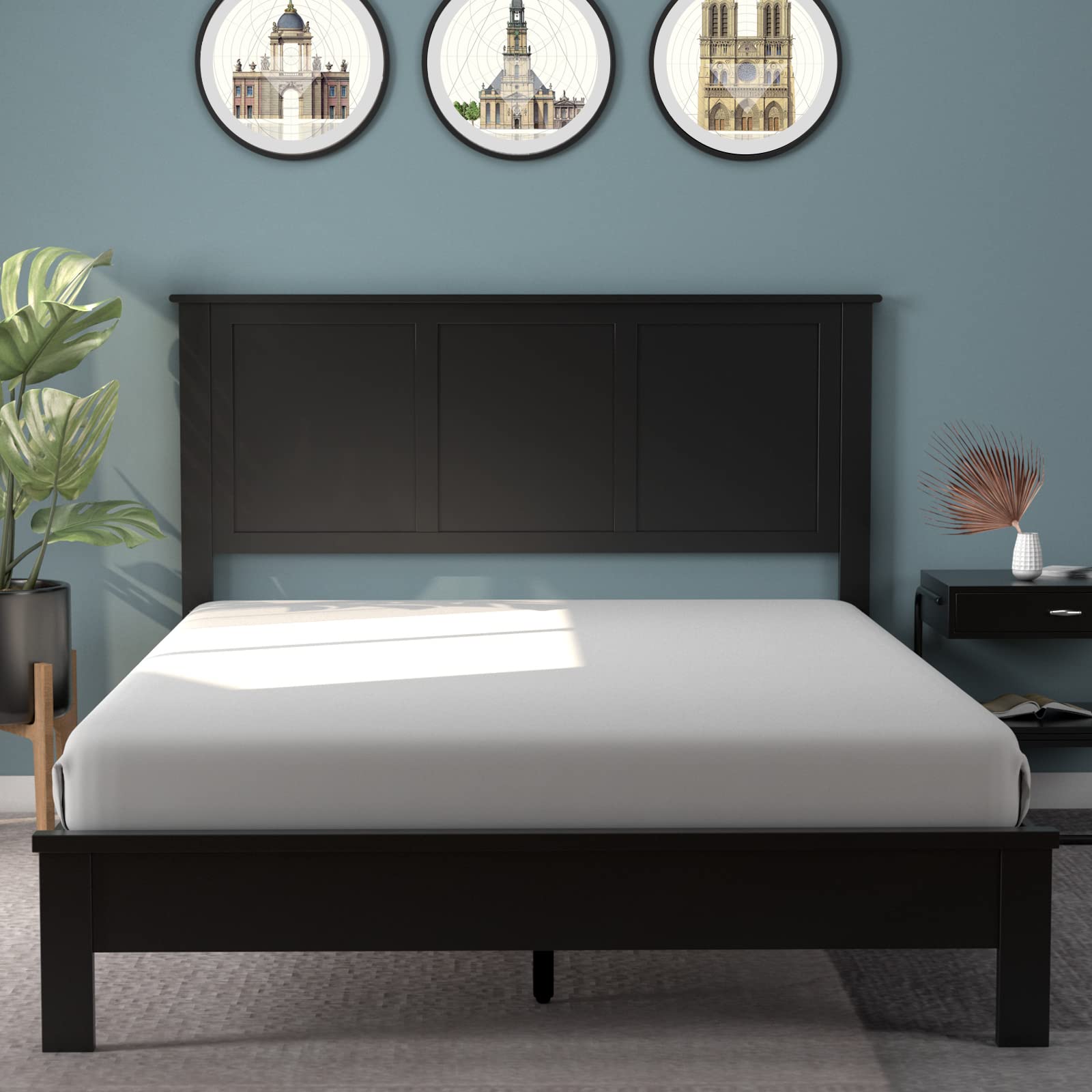 Giantex Wood Headboard, Flat Panel Headboard with Pre-drilled Holes for Height Adjustment