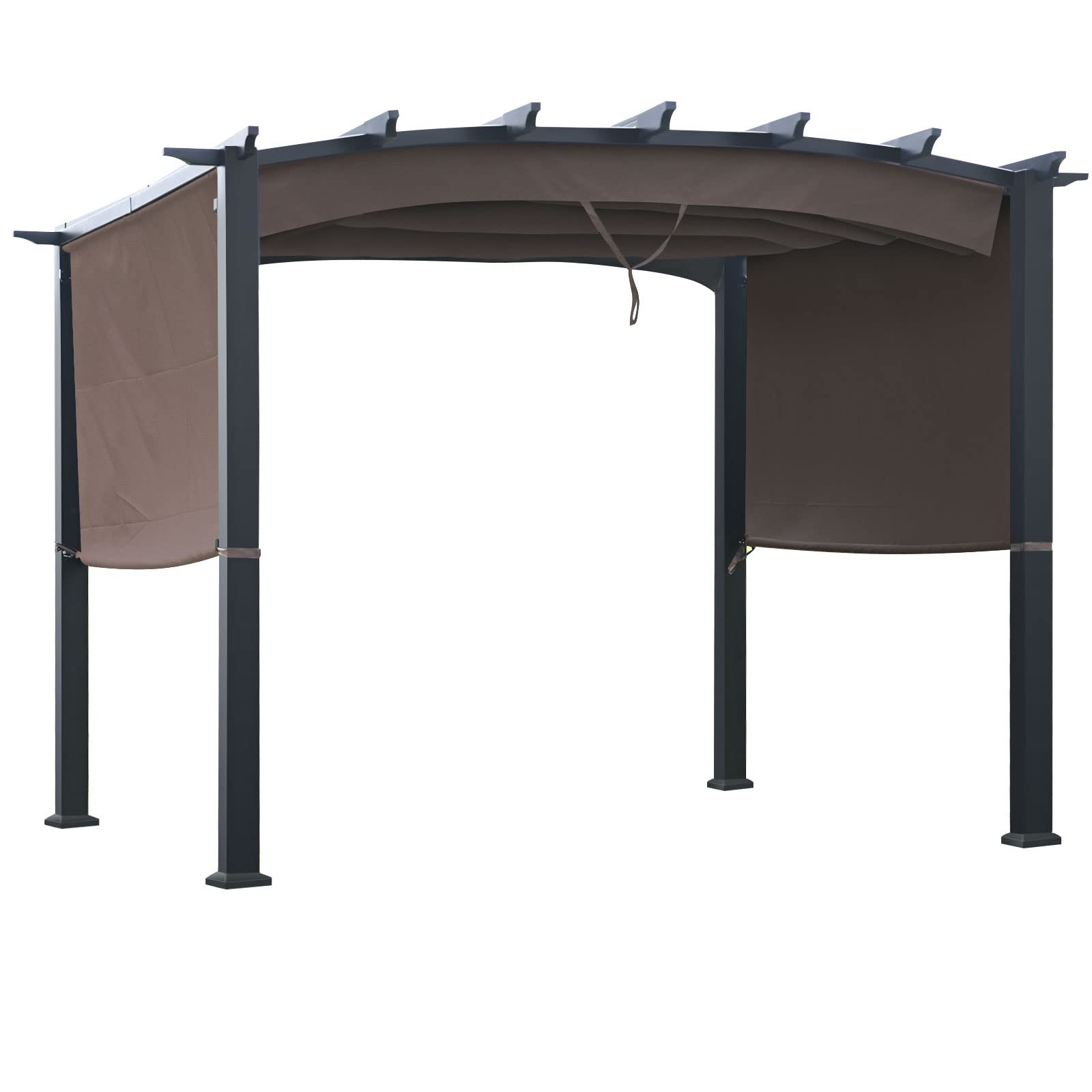 Outdoor Retractable Pergola 10' x 10', Metal Patio Gazebo Pergola