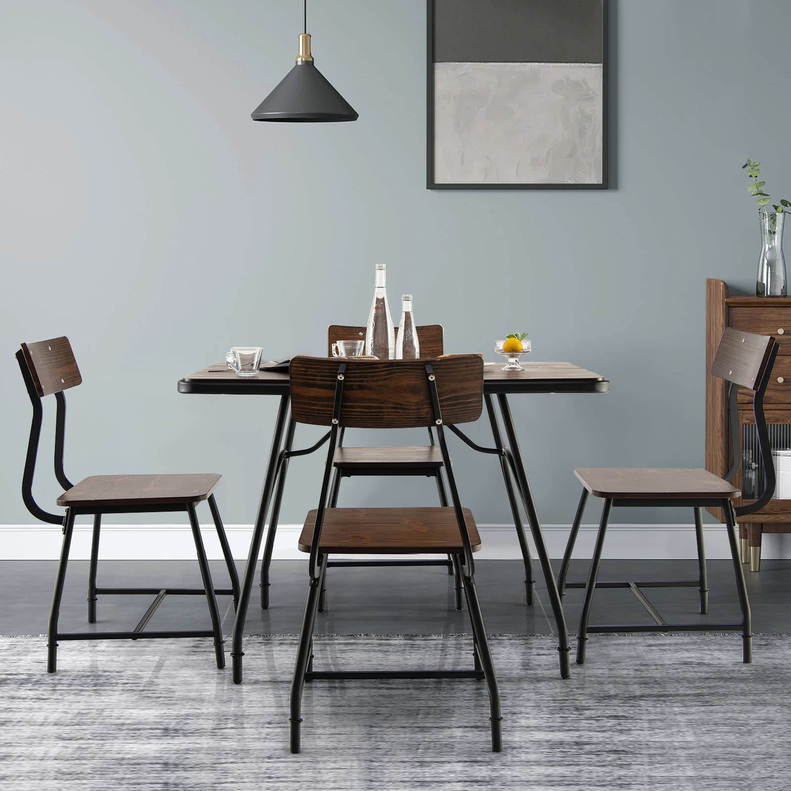 Giantex 5 Piece Dining Table Set, Rectangular Kitchen Table & 4 Chairs for 4