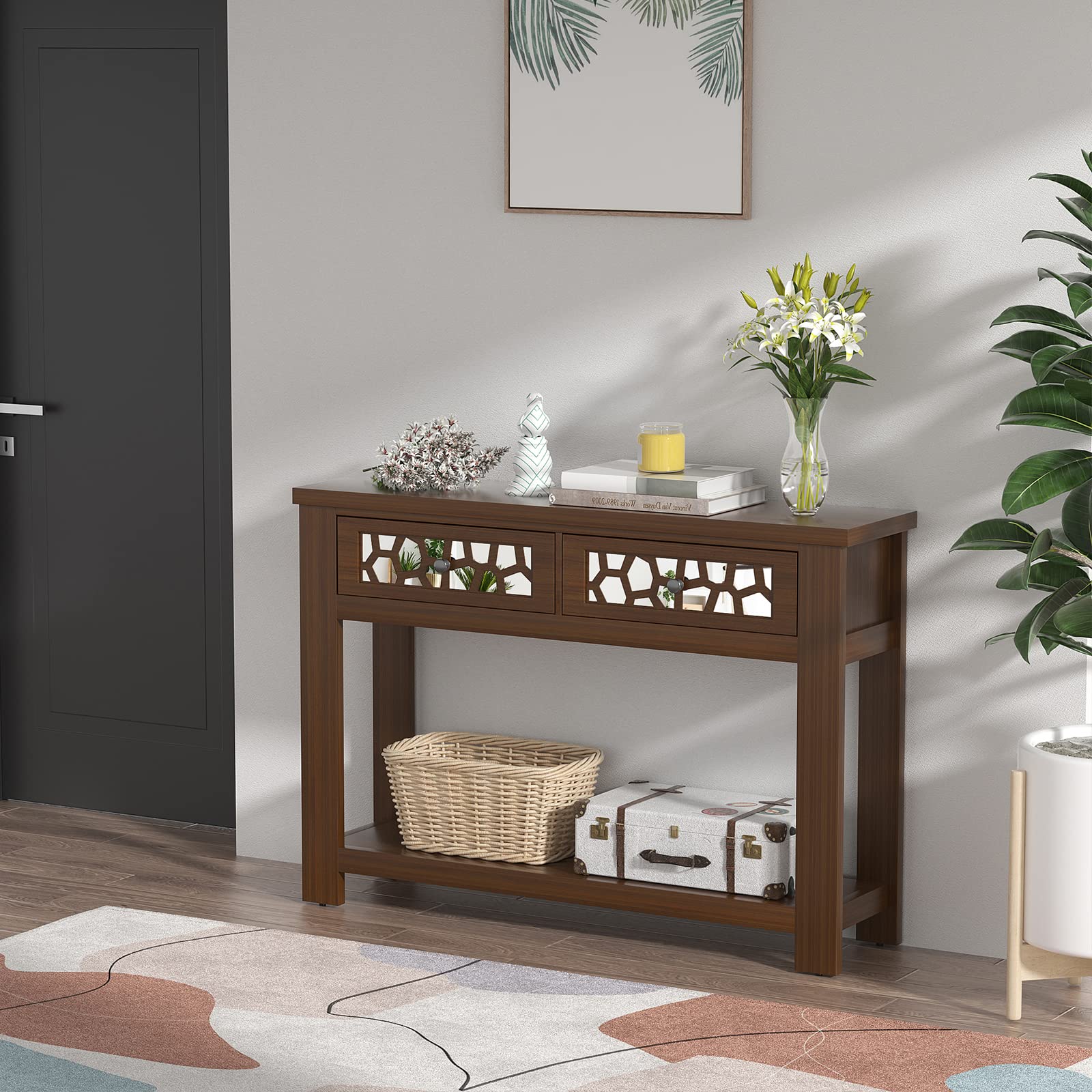 Giantex 2-Tier Console Table with Drawers