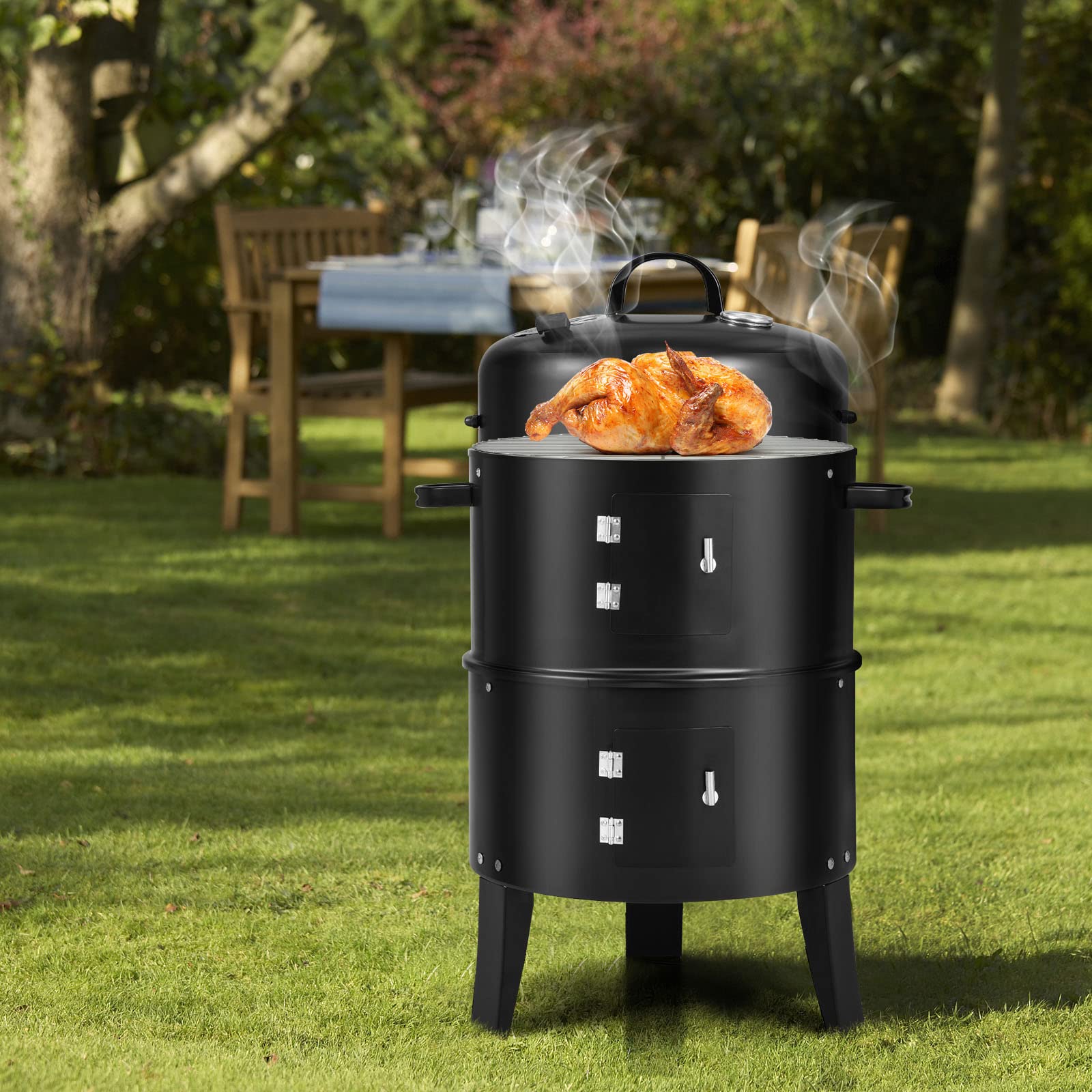 Giantex 3-in-1 Outdoor Smoker Grill with Smoker Combo