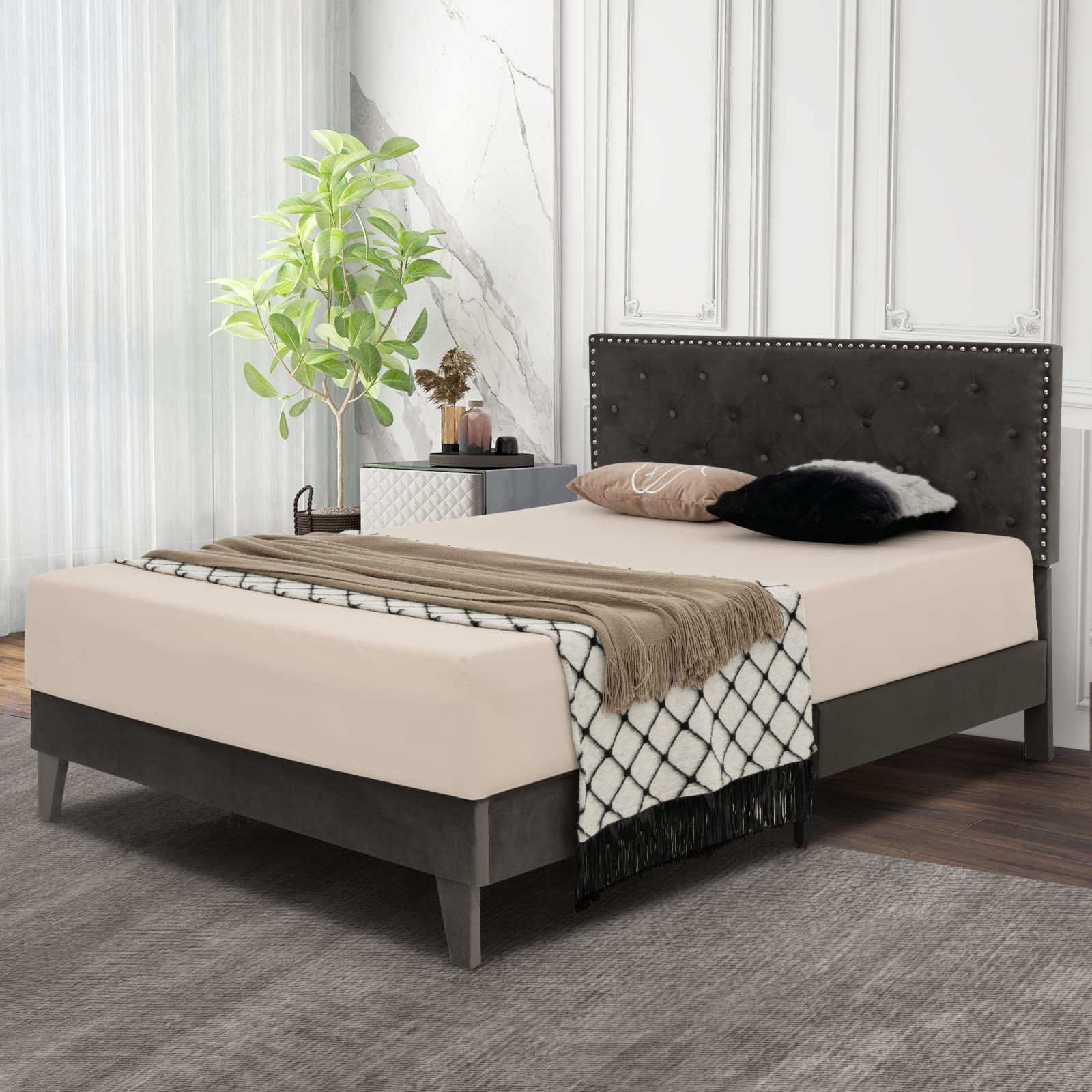Giantex Upholstered Full Size Bed Frame
