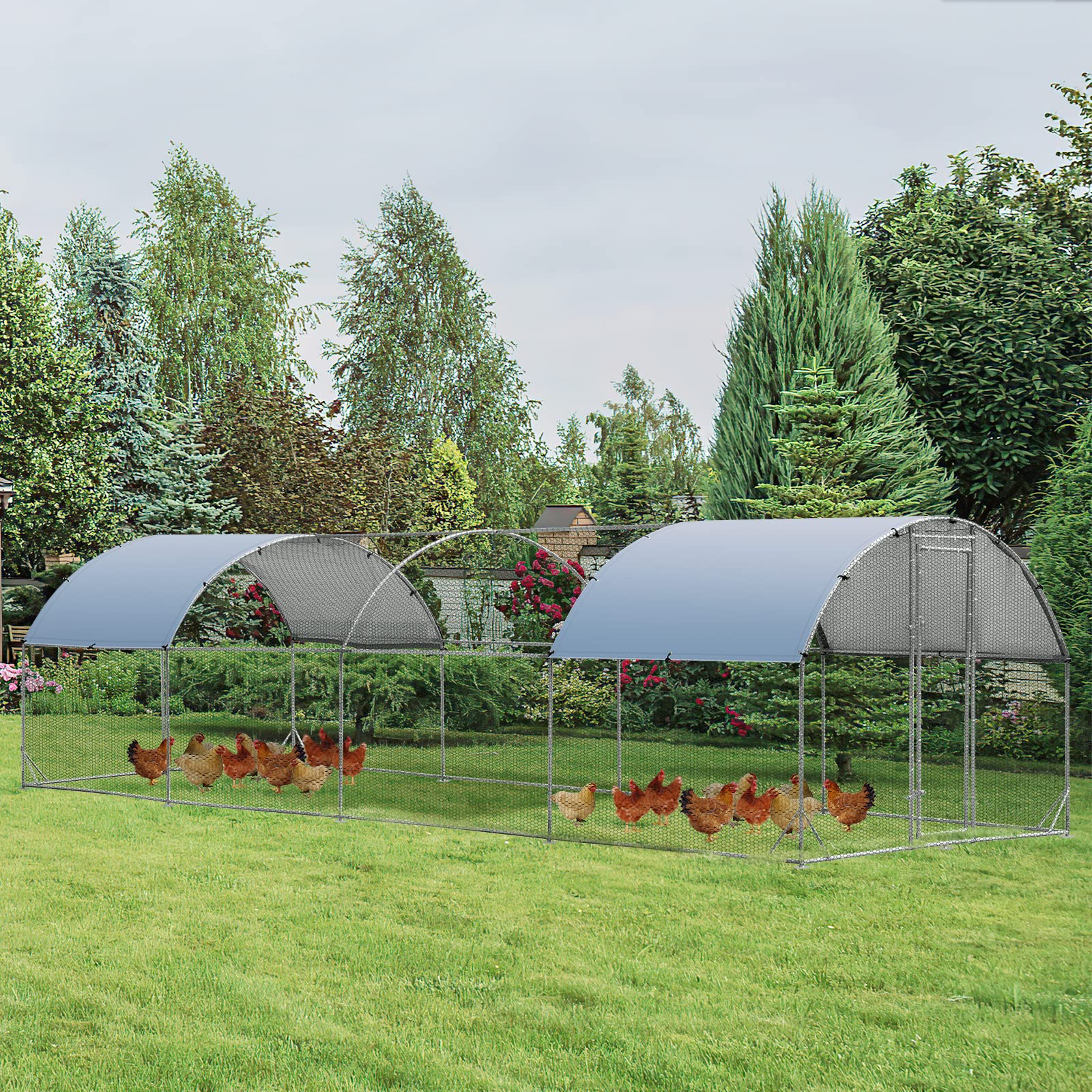 Giantex Large Metal Chicken Coop, Dome Shaped Poultry Cage Hen Run House Rabbits Habitat for Backyard Farm Outdoor