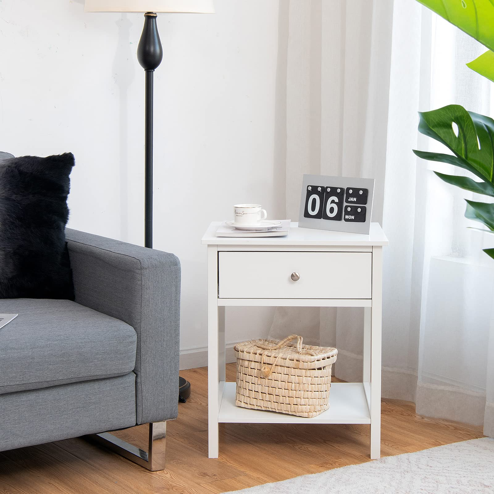 Multifunctional Bedside Sofa Side Table, Accent Home Furniture w/Stable Frame