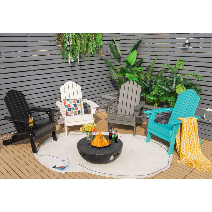 Adirondack Chair Outdoor Folding Chairs, Weather Resistant Patio Chair with Built-in Cup