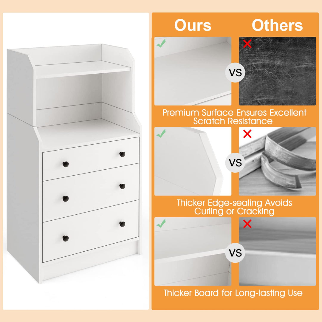 Giantex 3 Drawers Dresser for Bedroom - Modern Storage Dresser Chest of Drawers with 2 Shelves, 3 Pull-Out Drawers
