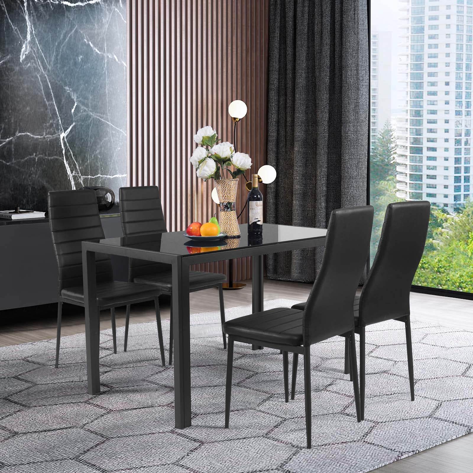 Giantex Set of 4 Dining Chairs, Upholstered Dining Side Chairs with Stain-Proof PVC Leather