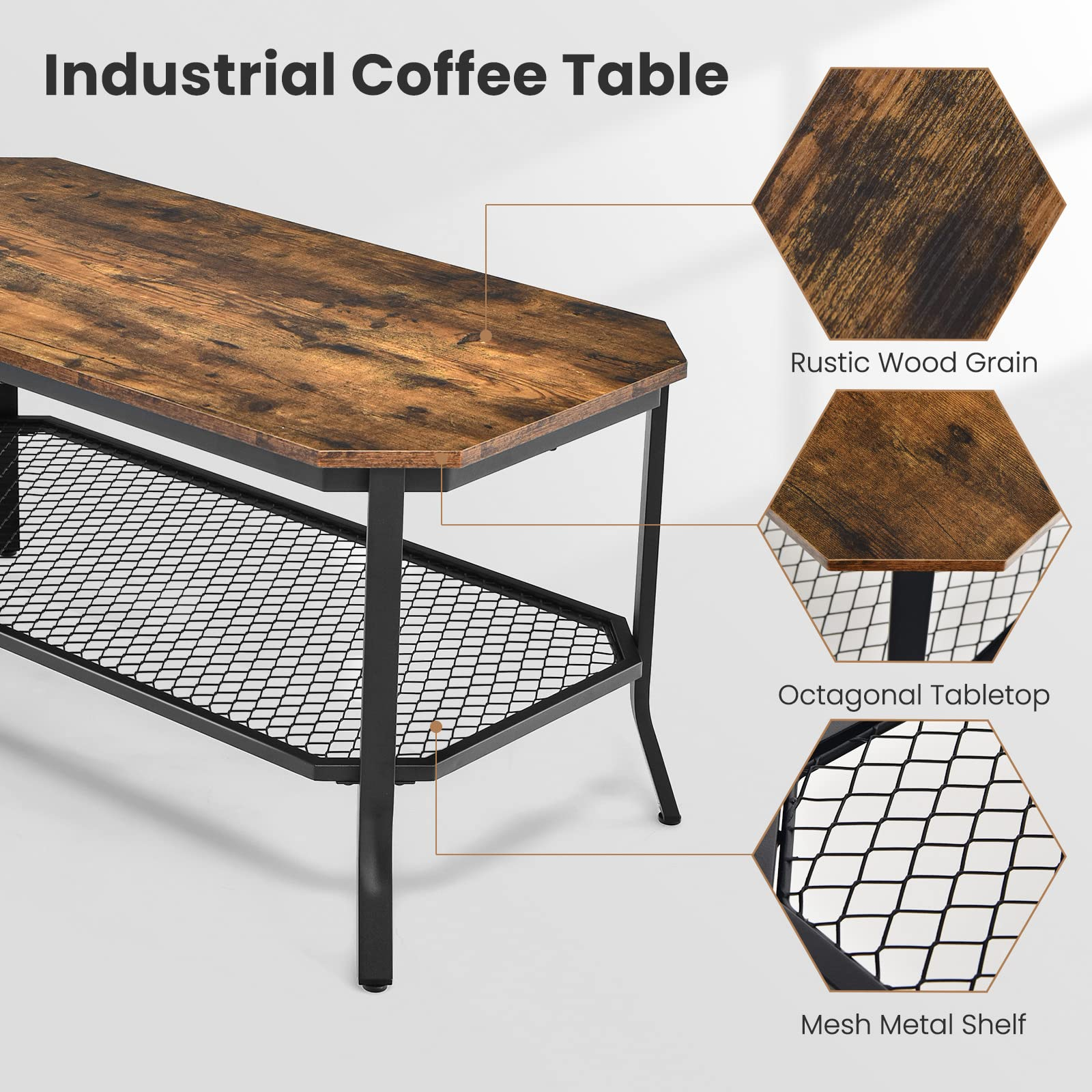 Giantex Coffee Table, Industrial 2-Tier Table