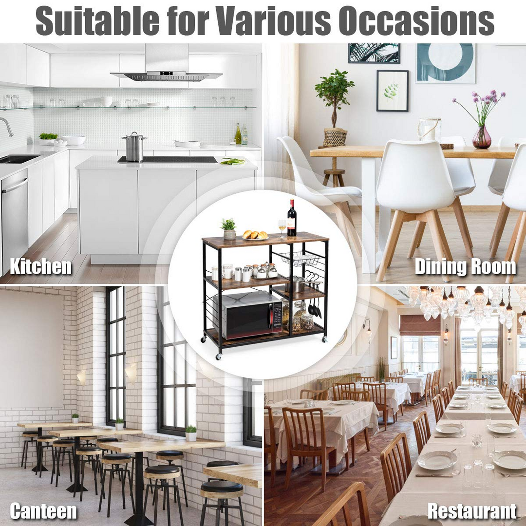 Giantex Industrial Kitchen Baker's Rack with Lockable Universal Wheel