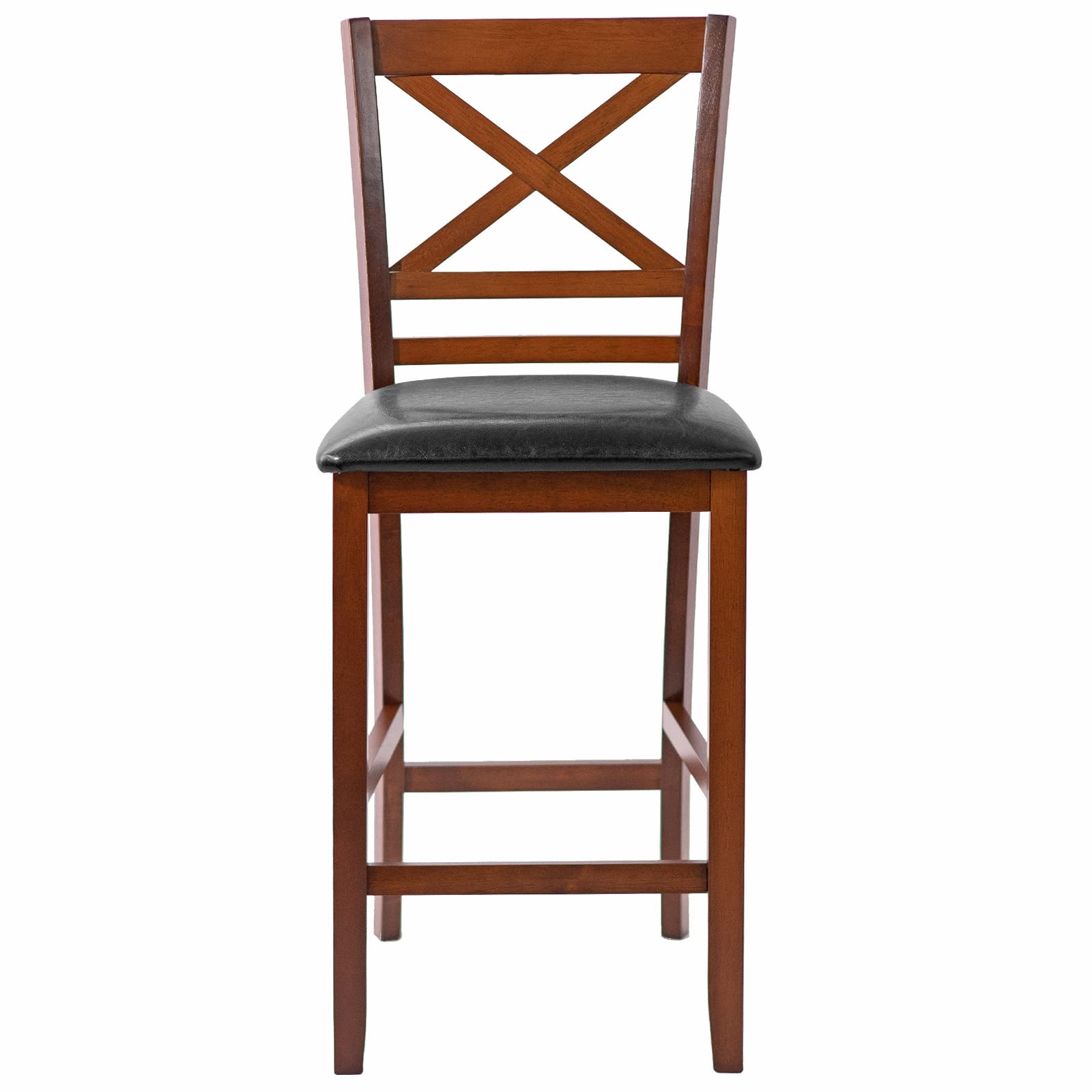 Giantex Modern 25” Counter Height Dining Pub Stools with X-Shaped Backrest, Soft Cushion & Durable PU Seat