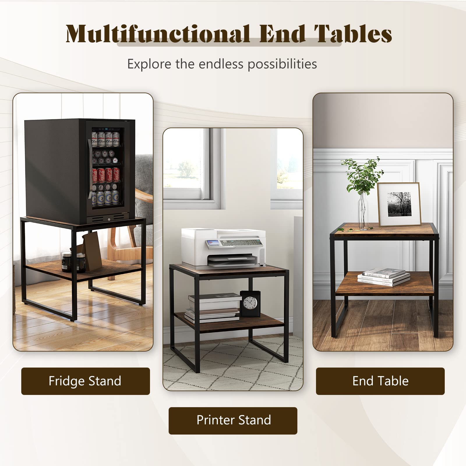Giantex End Table Set of 2, Industrial 20" Side Table