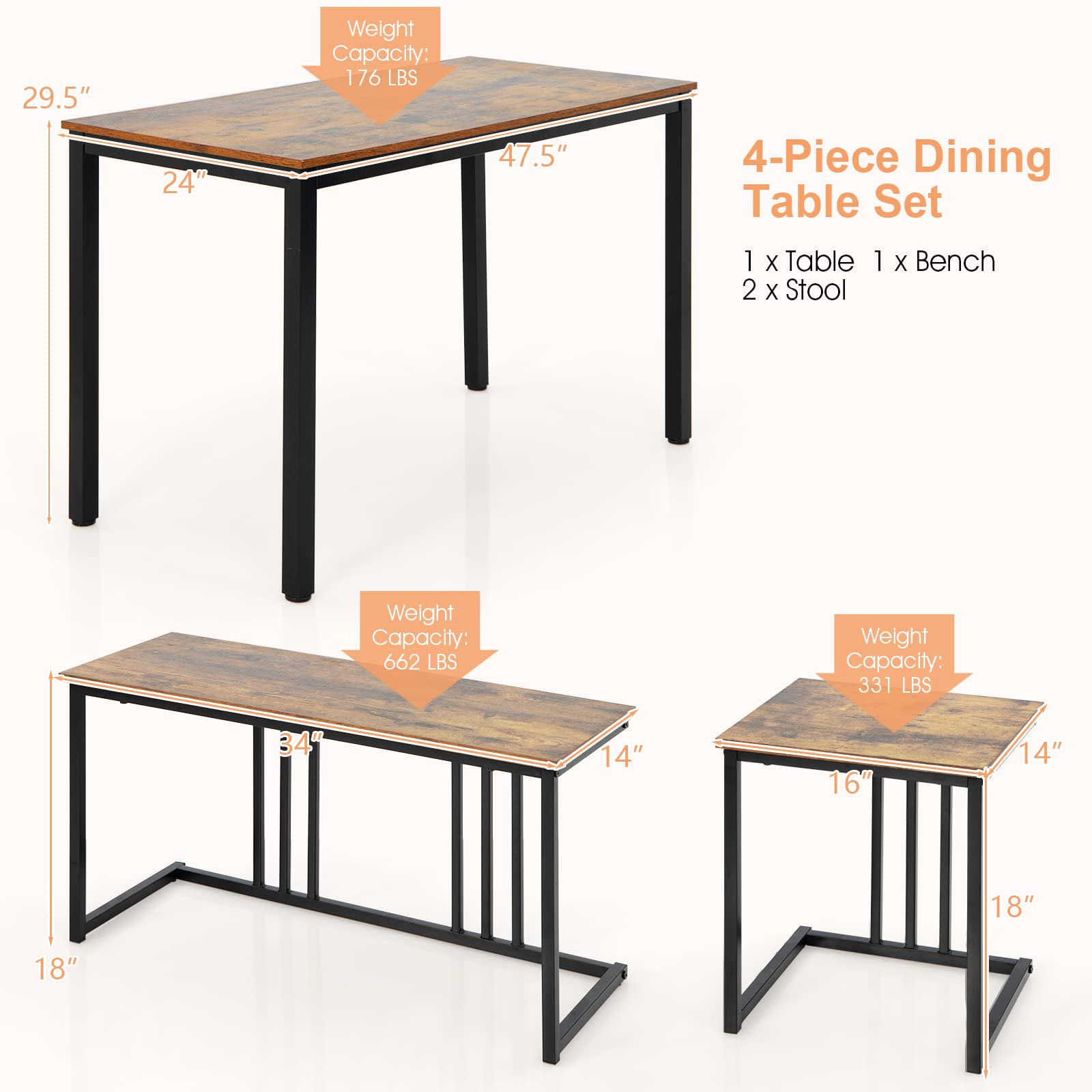 Dining Table Set for 4 - Giantex