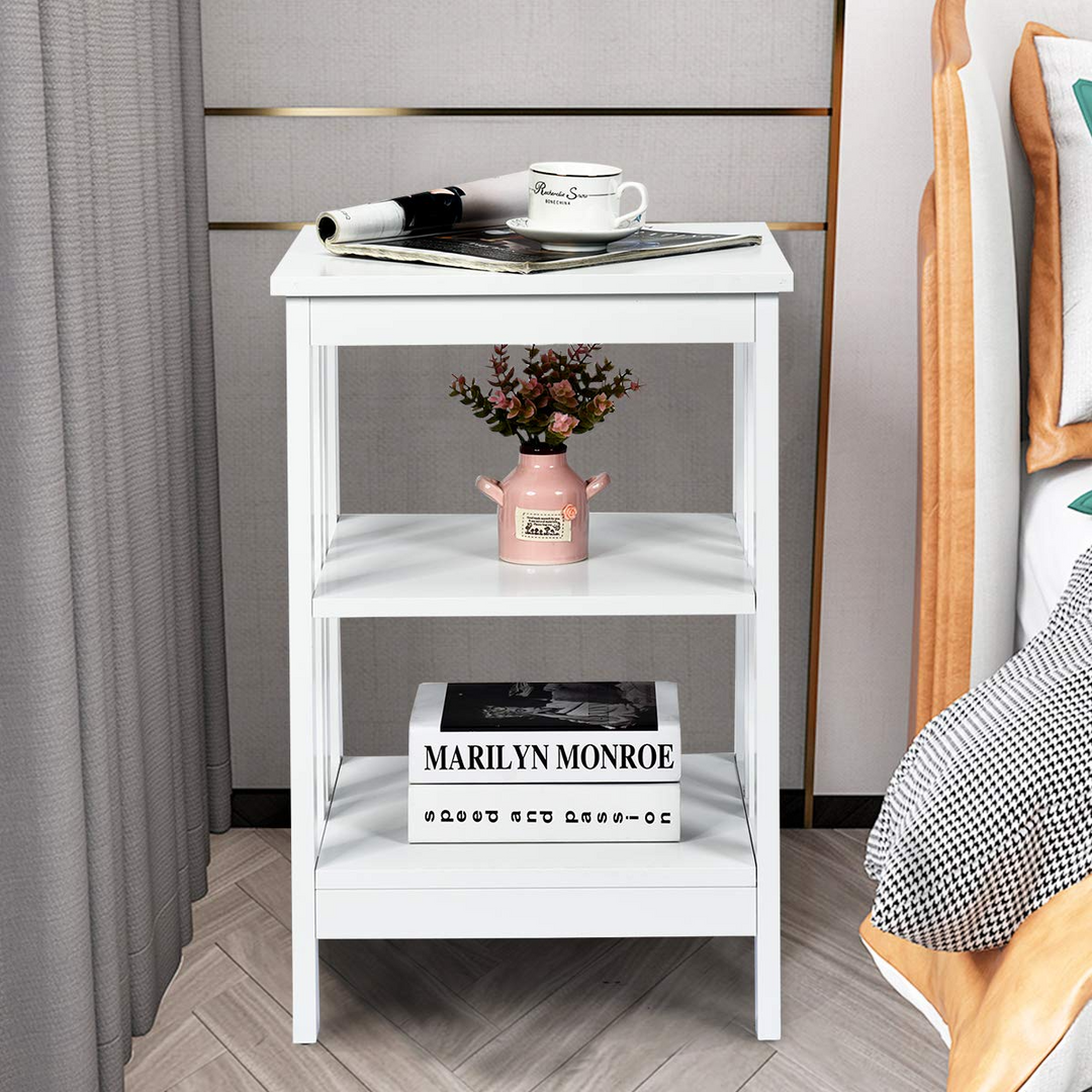 Giantex Nightstand 3-Tier Sofa Side Table W/Reinforced Bars and Stable Structure