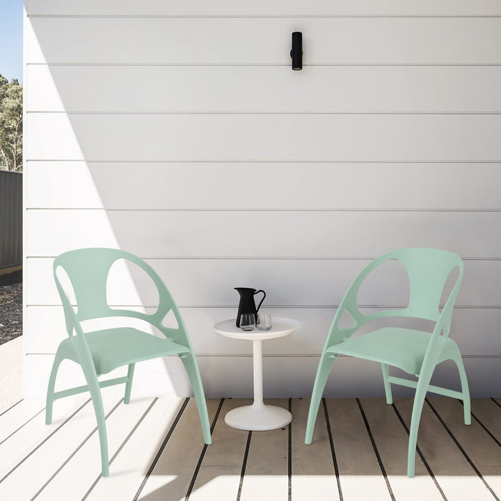 Giantex Folding Dining Chairs Set of 2/4, Outdoor Plastic Dining Chairs with Armrest and High Backrest