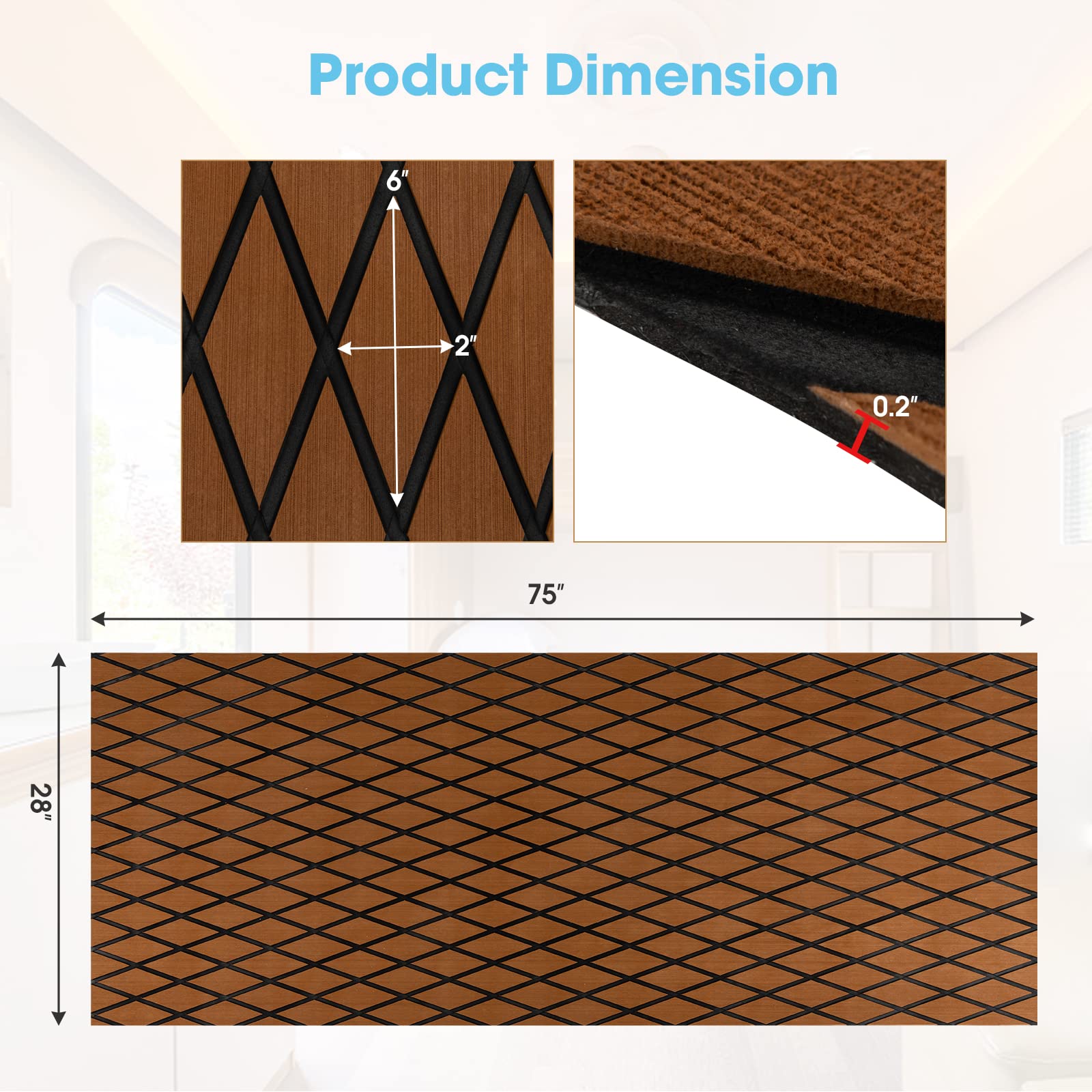 Giantex EVA Foam Boat Decking - 75" x 28" 5mm