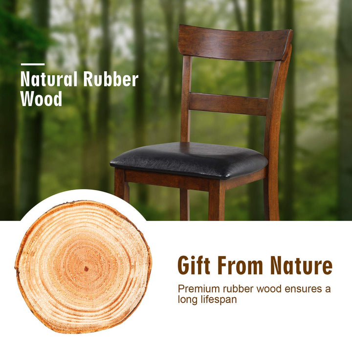 Giantex 25.5-Inch Counter Height Chair with Backrest, Foam-Padded Cushion, Rubber Wood Legs