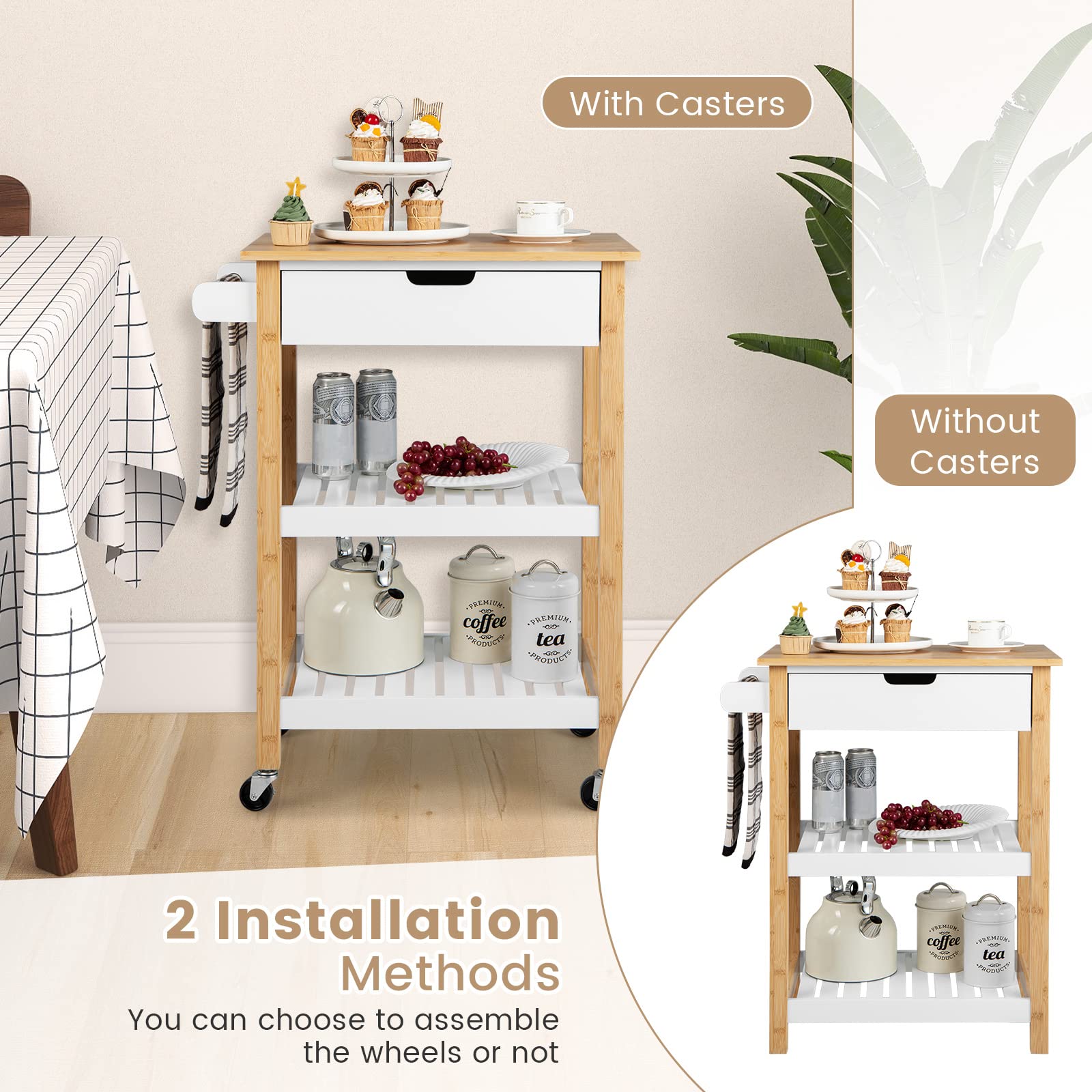 Kitchen Island Cart with Storage - Giantex