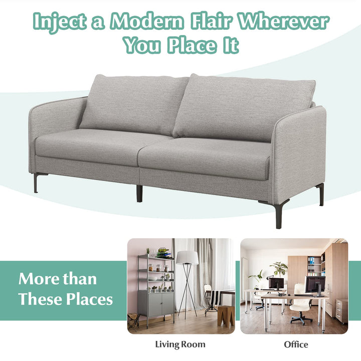 Giantex Upholstered Sofa Couch, 76" Modern Grey Loveseat