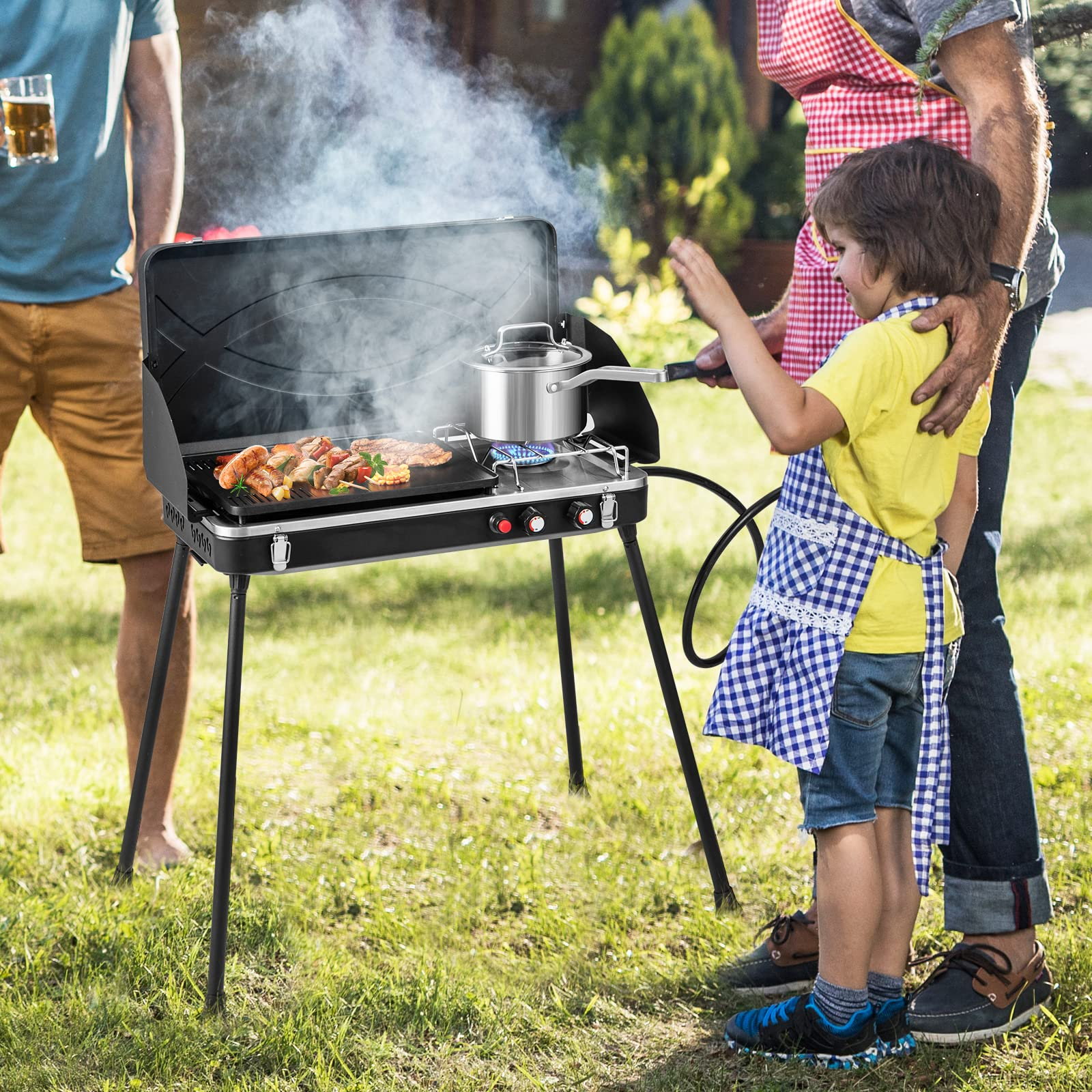 Giantex 2 in 1 Gas Camping Grill and Stove Giantexus