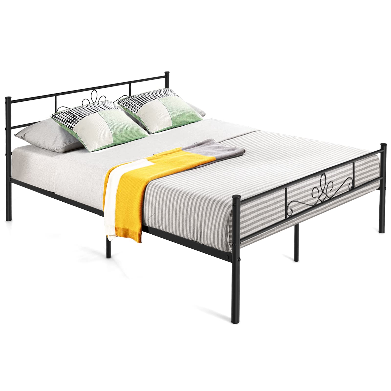 Mattress Foundation w/Heavy Duty Steel Slat Support, No Box Spring Needed