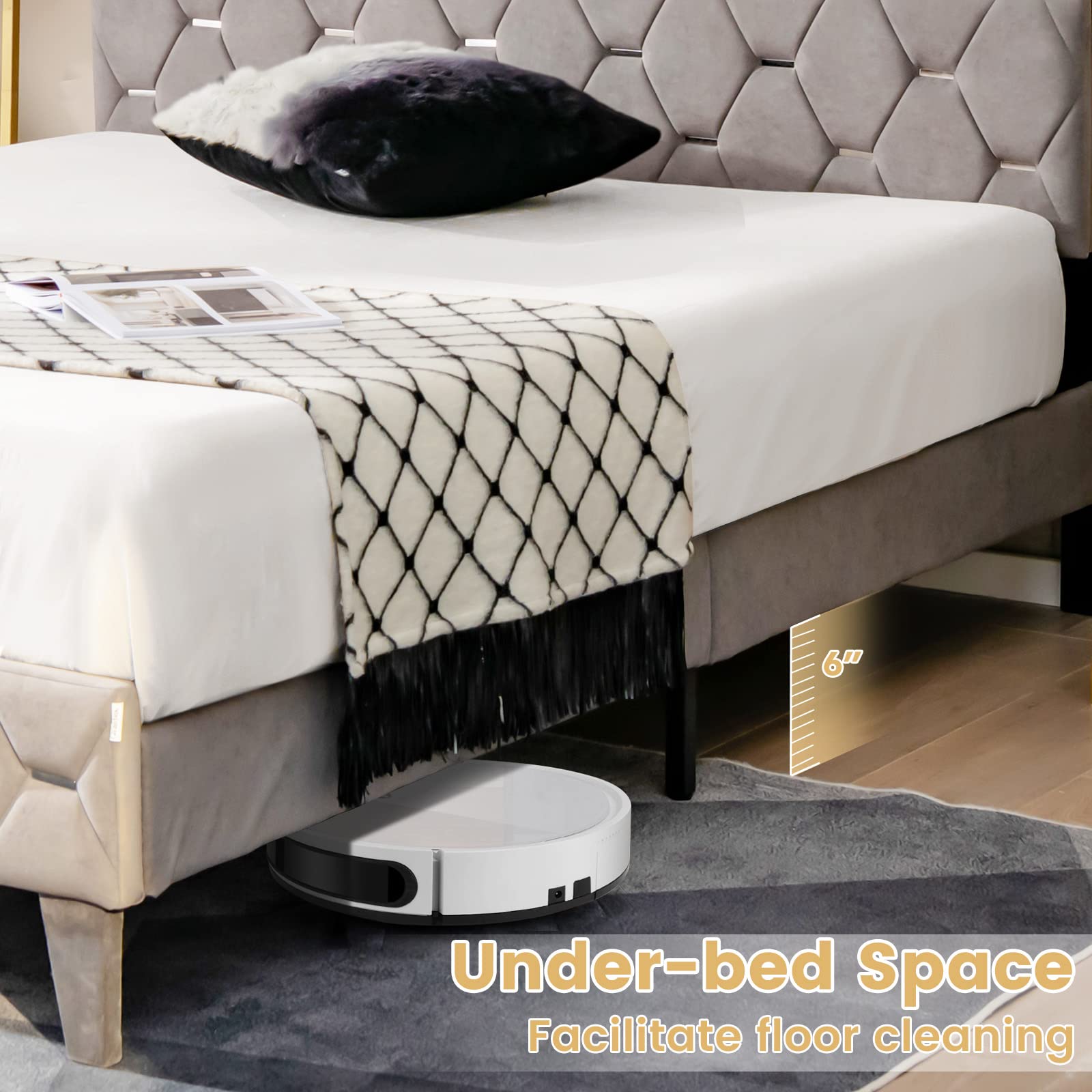 Giantex Full Size Bed Frame with Storage Headboard