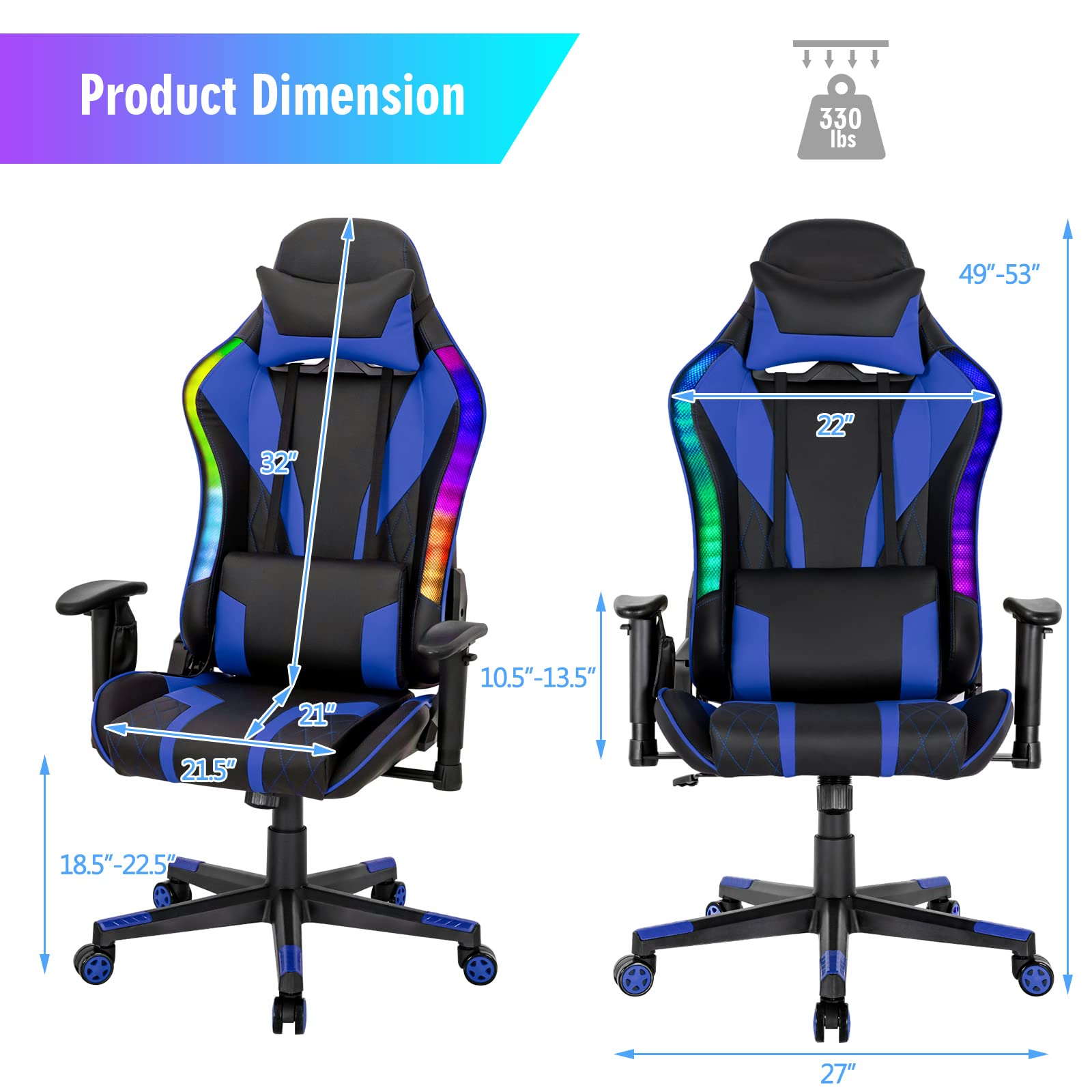 Giantex Gaming Chair with RGB LED Lights