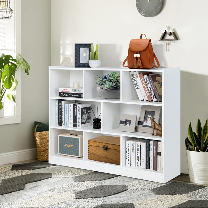 8 Cube Bookcase, Freestanding 3-Tier Open Bookshelf - Giantex