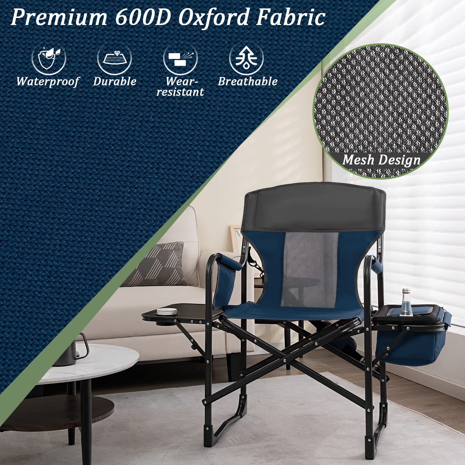 Giantex Directors Chair, Folding Chair with Side Table