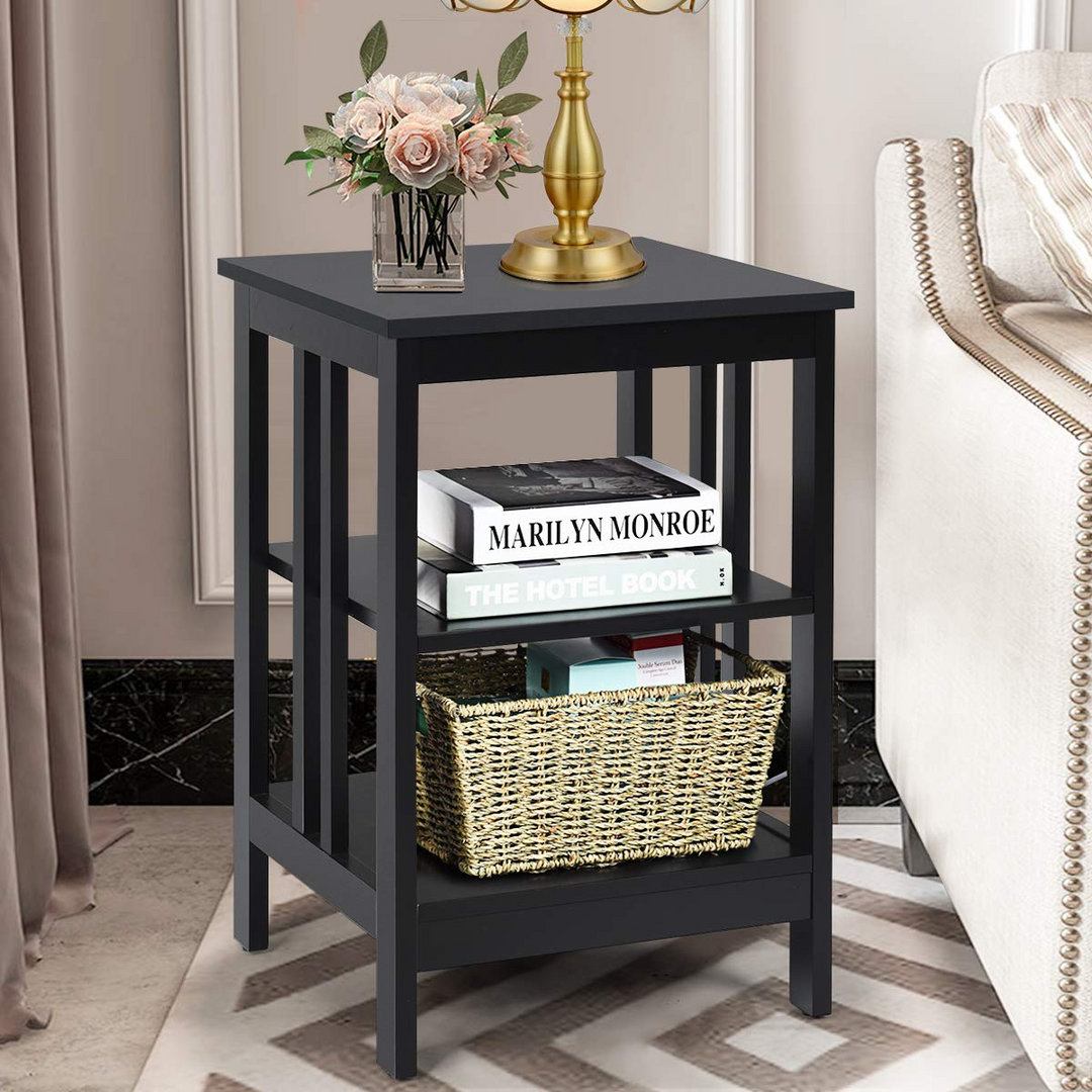 Giantex Nightstand 3-Tier Sofa Side Table W/Reinforced Bars and Stable Structure