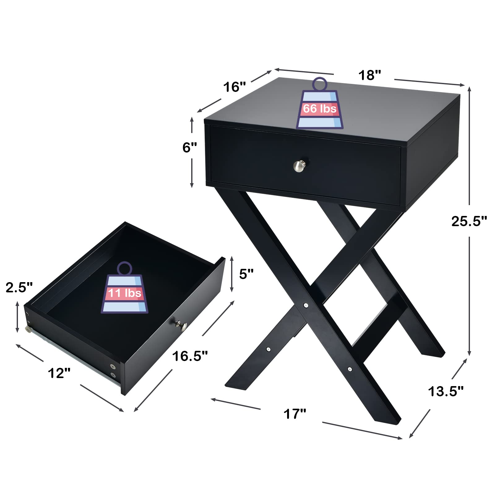 X-Shaped End Table, Modern Sofa Side Table