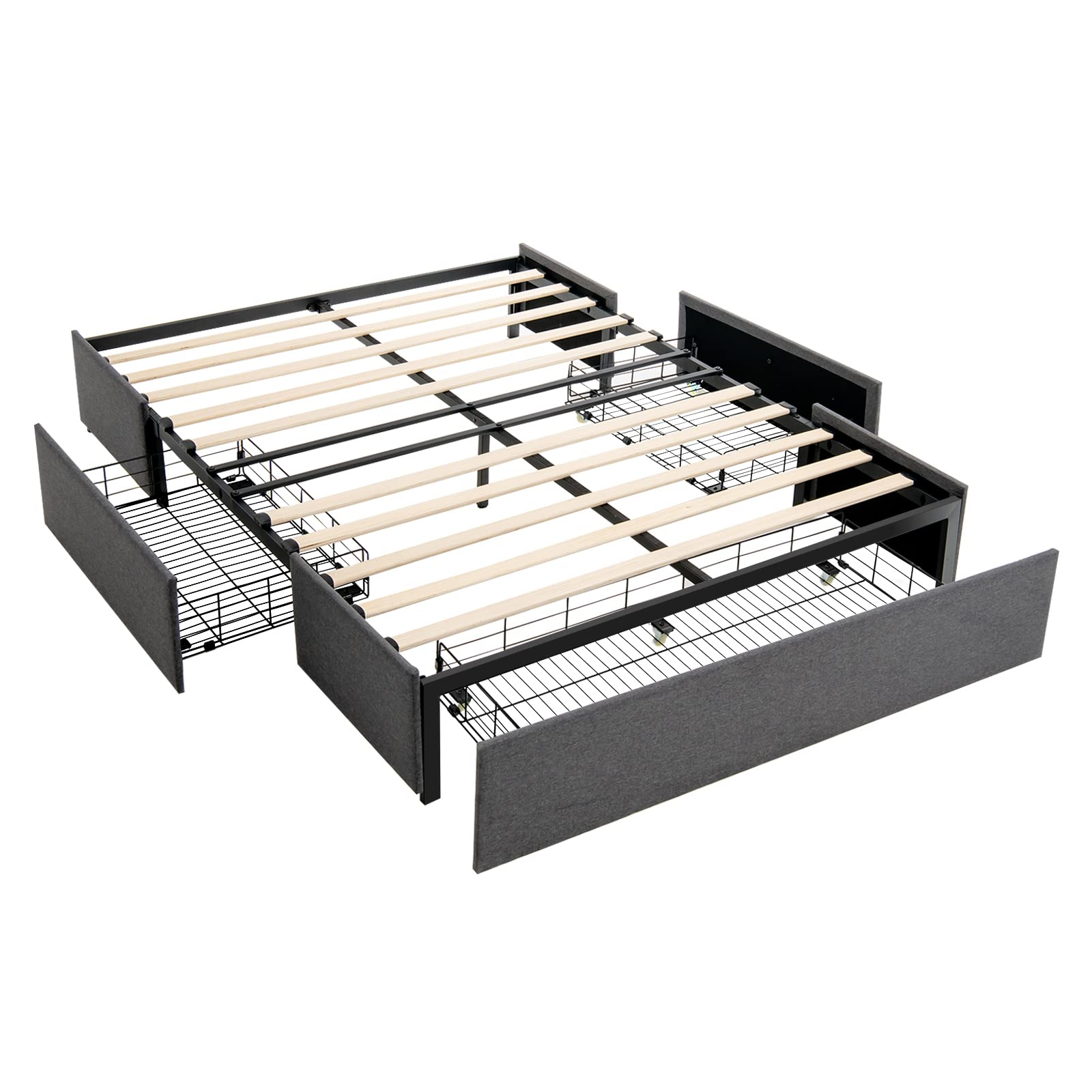 Full Size Platform Bed Frame with 3 Storage Drawers - Giantex