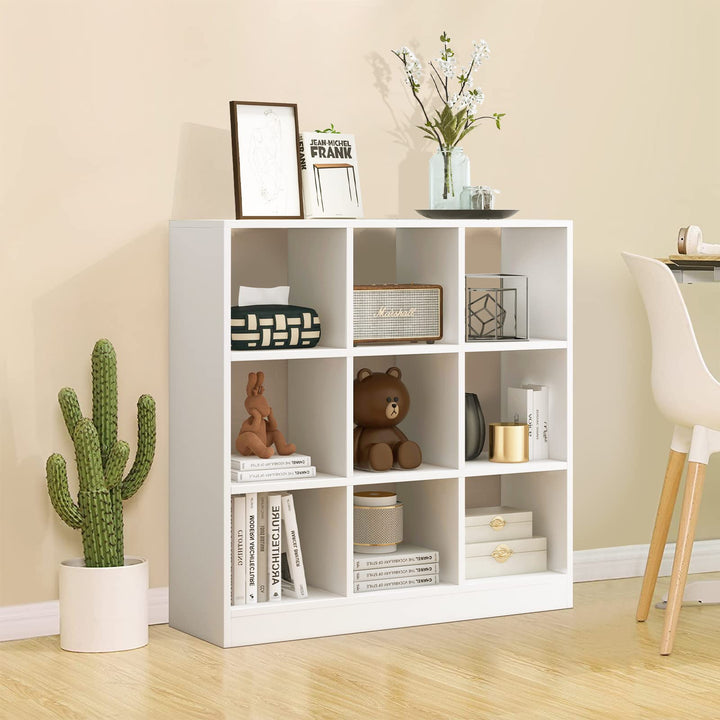 Giantex 9-Cube Bookcase White - 4-Tier Freestanding Open Bookshelf