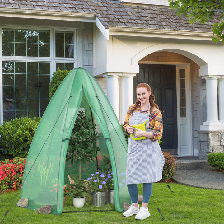 Giantex Portable Walk-in Greenhouse - 5.5’x5.5’x6’ PE Cover, Roll-up Zippered Door, Window