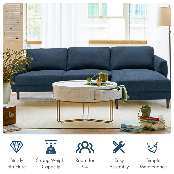 Giantex Sectional Sofa Couch Set, 3-Seat Sofa