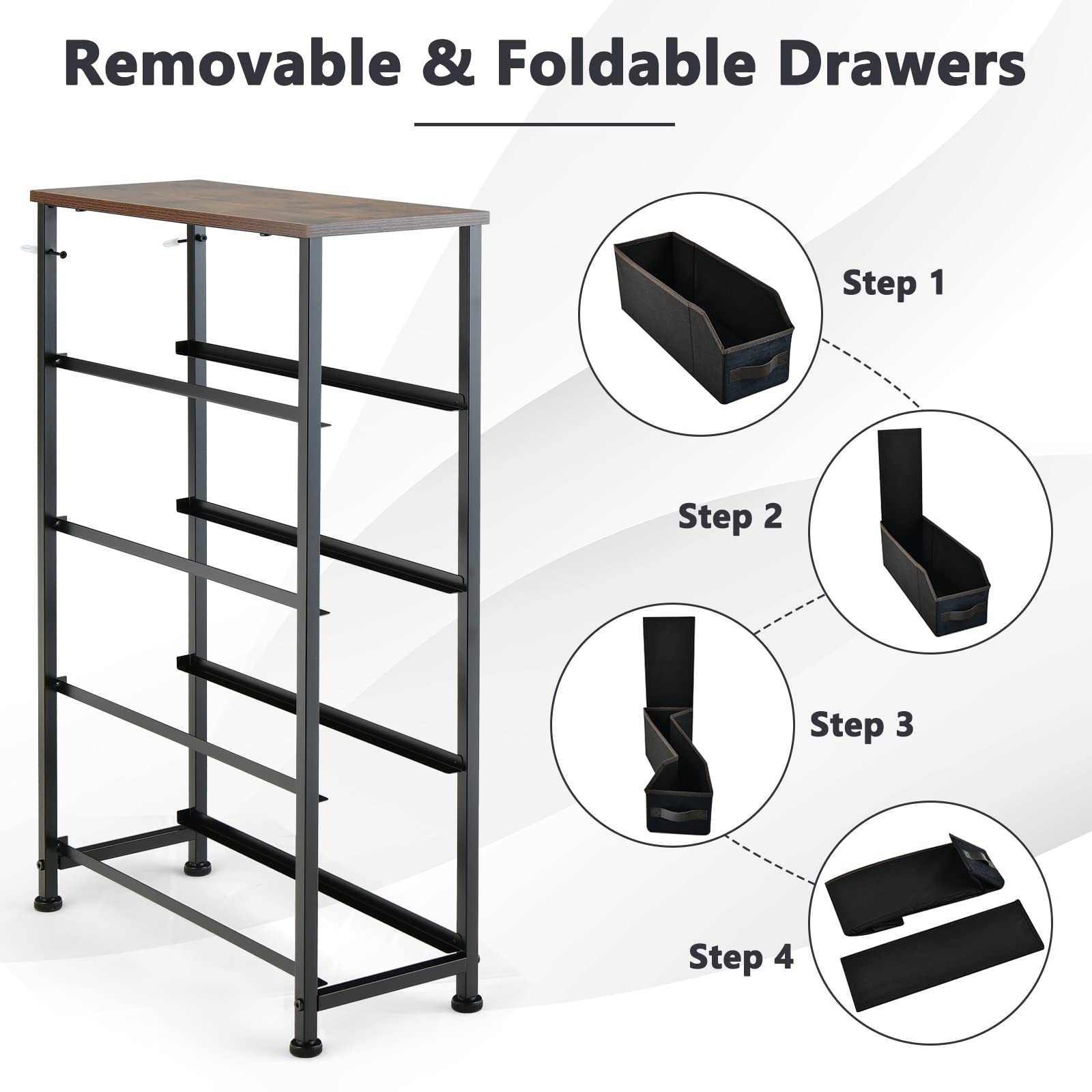 Giantex Vertical 4 Drawer Dresser for Bedroom- Narrow Storage Tower Unit with 4 Removable Drawers